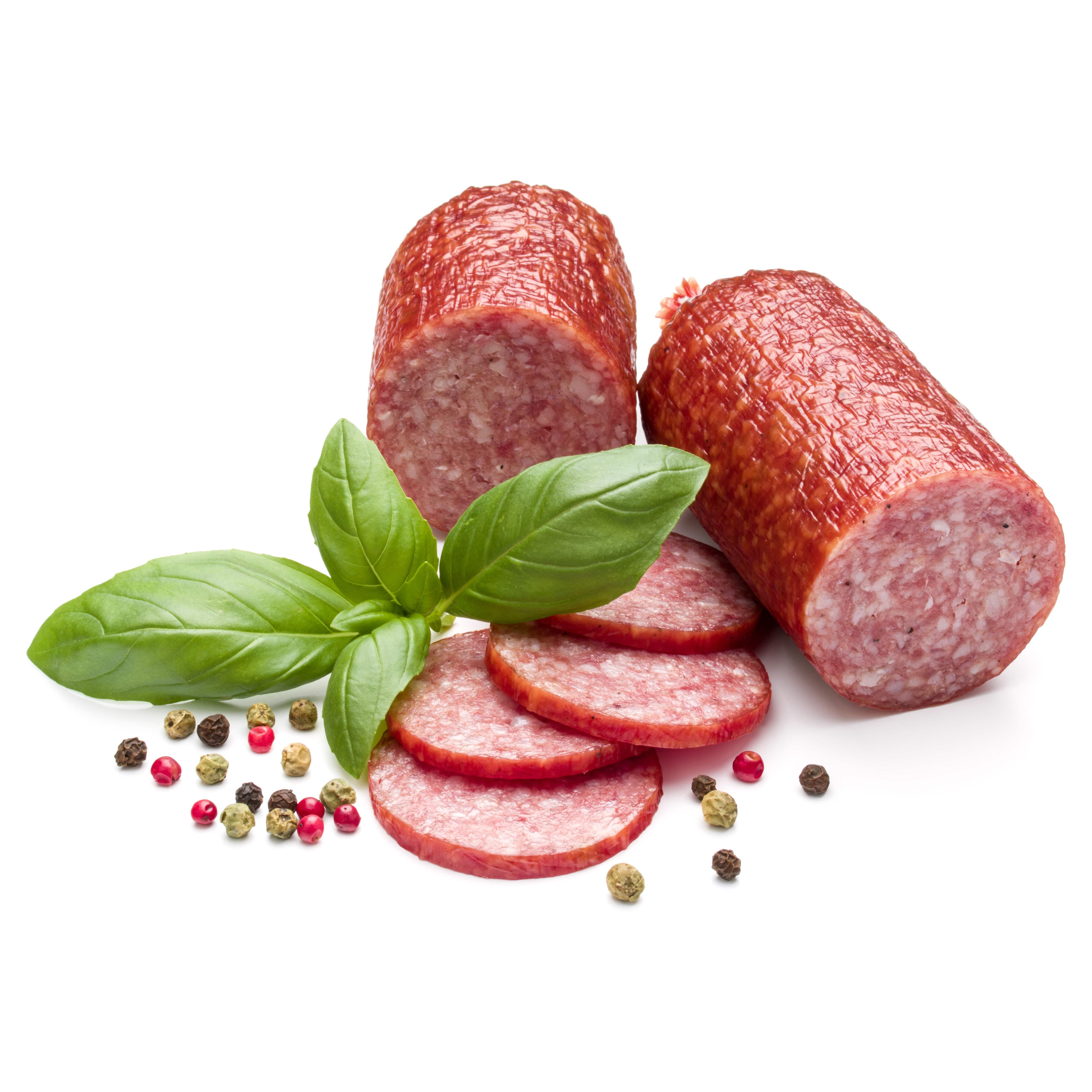 Auf den Bild sehen Sie eine halbierte Salami